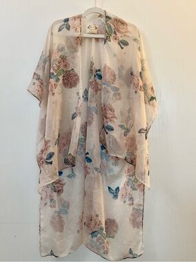 Joyfolie Mia Joy Youth Small Floral Sheer Kimono Wrap Boho